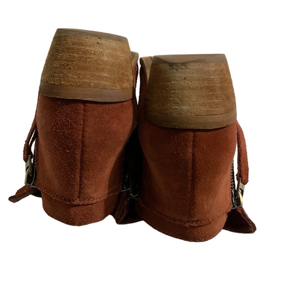 SAM EDELMAN Packers Burnt Orange Booties Rust Suede Leather Ankle Boots Size 5.5 - Picture 3 of 11